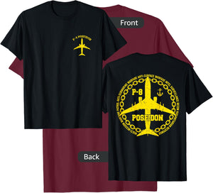 P-8 Poseidon Military Aircraft Vintage Distressed Design T-Shirt - T-Shirt | Maroon