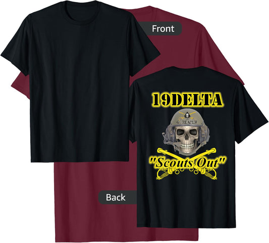 Army Cavalry Scouts MOS - veterans - Skull design on back T-Shirt - T-Shirt | Maroon