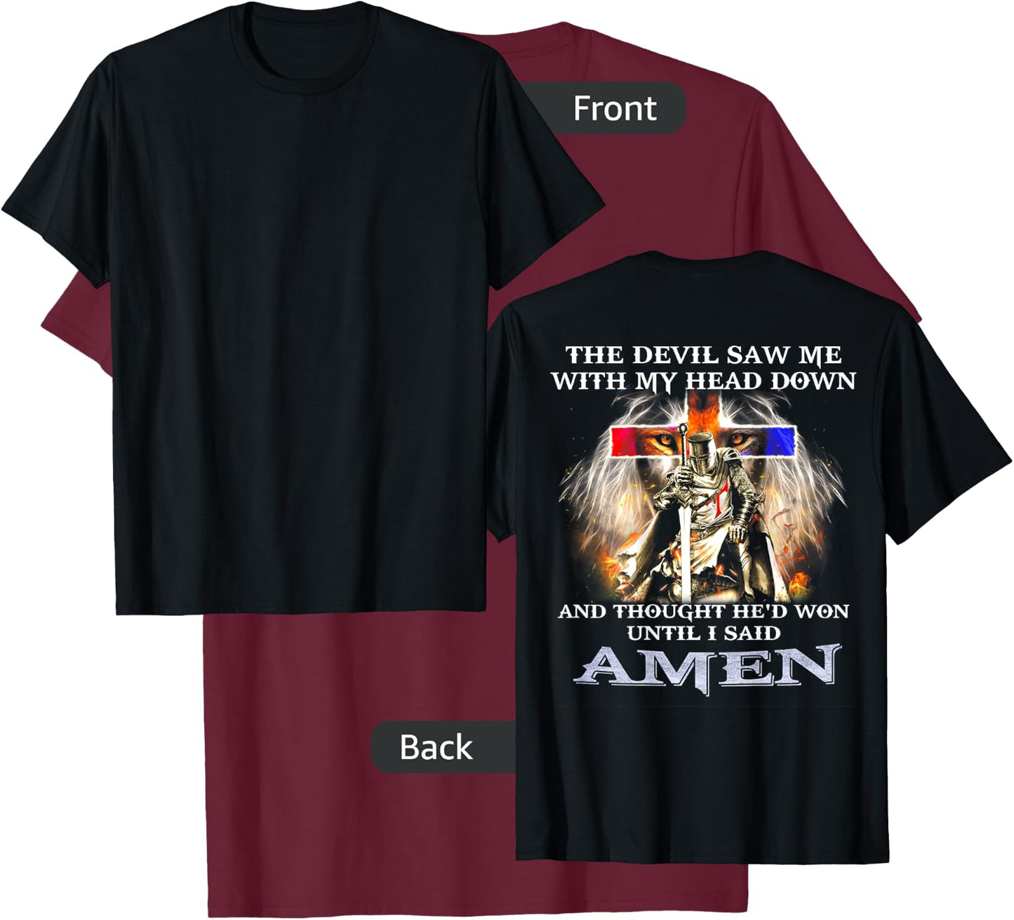 The Devil Saw Me WIth My Head Down Lion (on back) T-Shirt - T-Shirt | Maroon