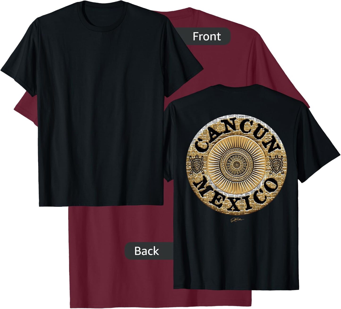 JCombs: Cancun, Mexico, Mayan Sun T-Shirt - T-Shirt | Maroon