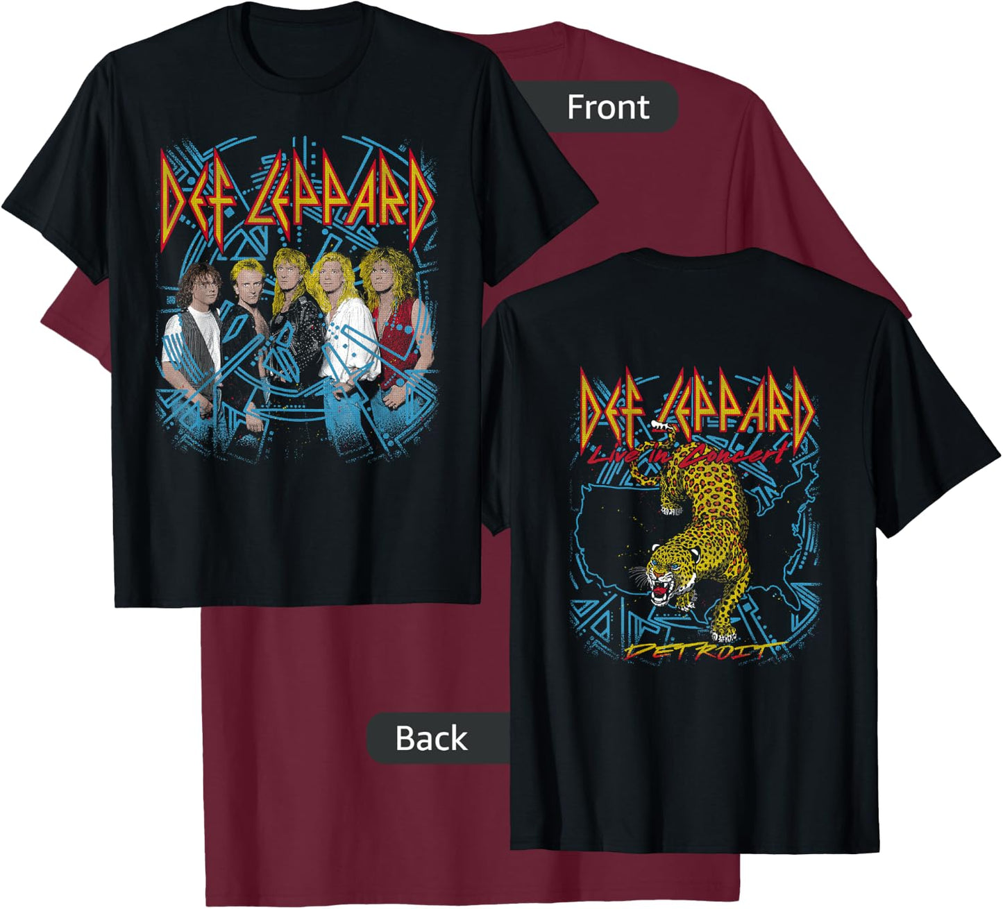 Def Leppard - Hysteria City Detroit T-Shirt - T-Shirt | Maroon