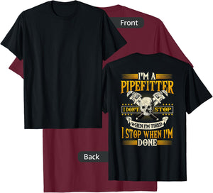 Pipefitter Gifts Funny Plumber Image On Back Of Shirt T-Shirt - T-Shirt | Maroon