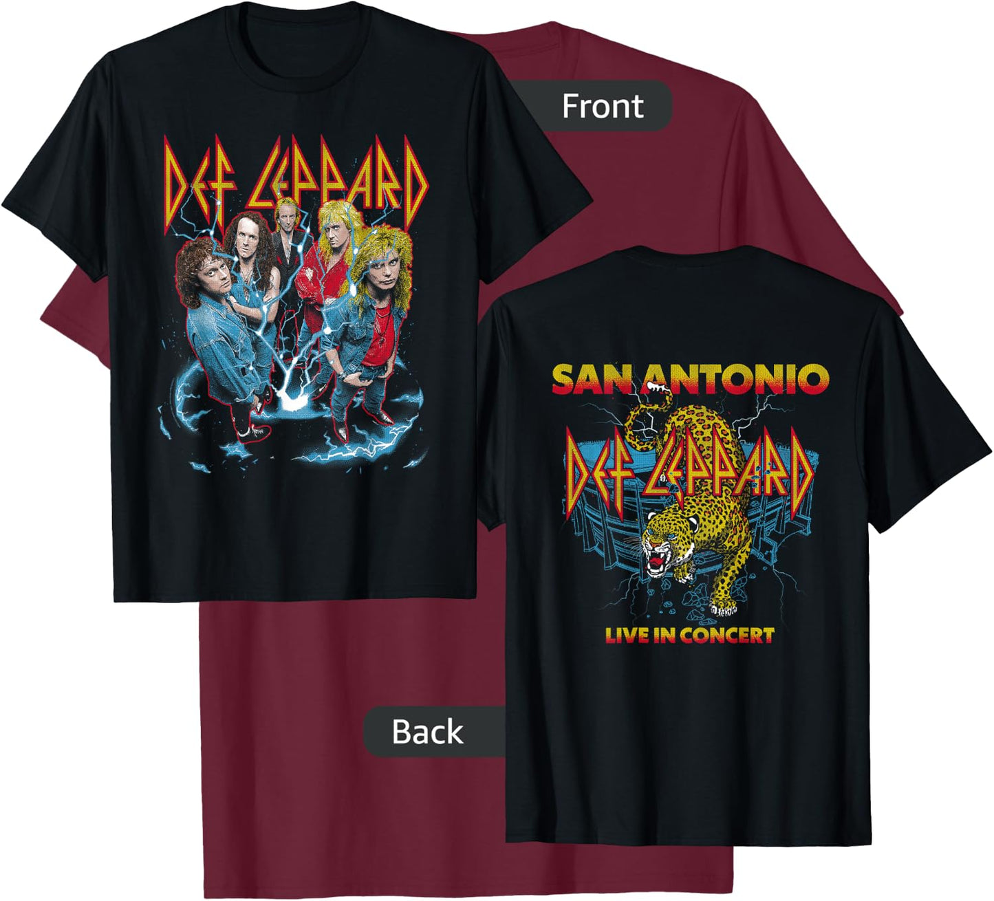 Def Leppard - Band Photo City San Antonio T-Shirt - T-Shirt | Maroon