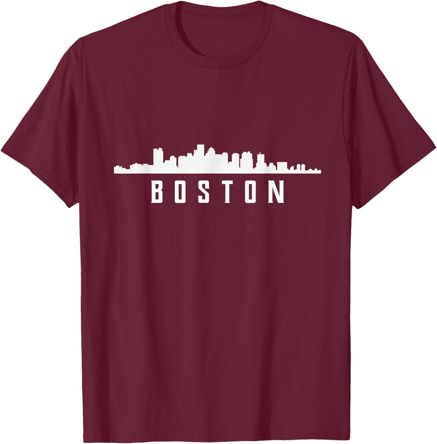 Boston Massachusetts Skyline T-Shirt - T-Shirt | Maroon