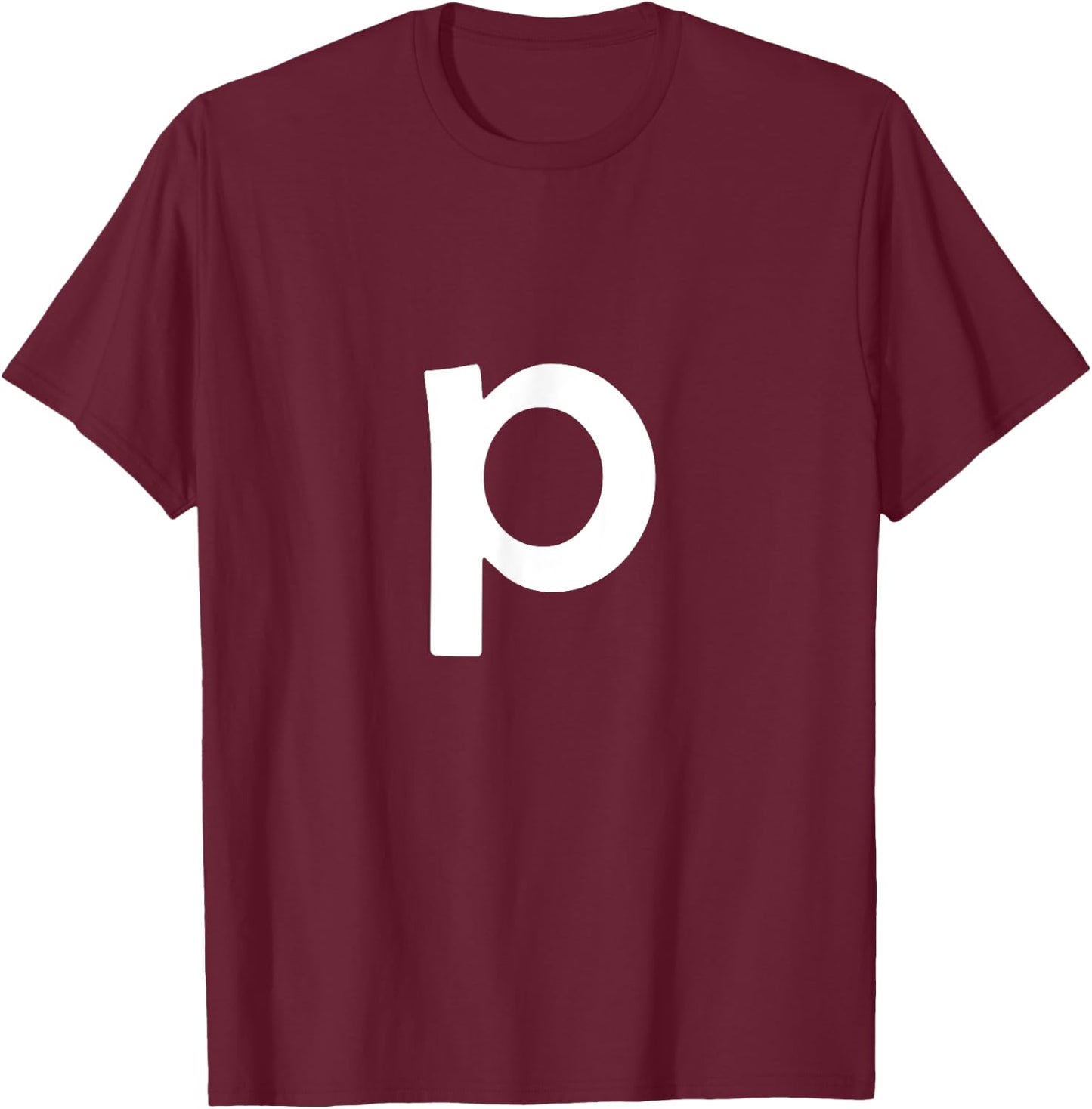 Simple Bold Large White Lower Case Letter p Alphabet T-Shirt - T-Shirt | Maroon
