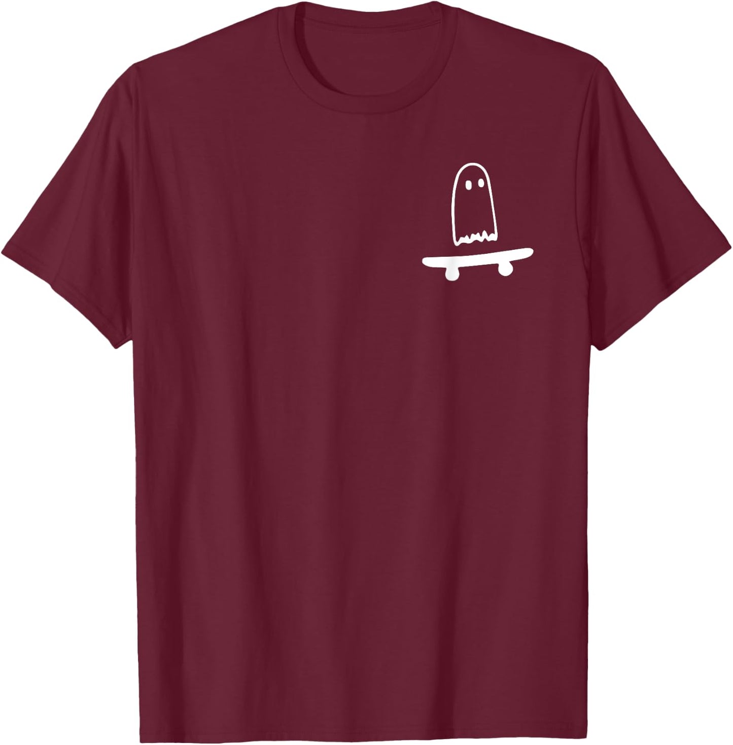 Ghost Skateboard Lazy Halloween Costume Funny Skateboarding T-Shirt - T-Shirt | Maroon