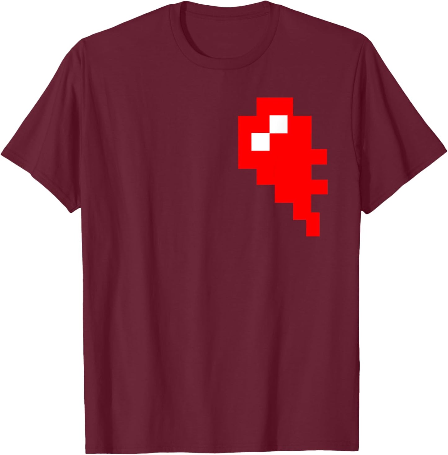 Half Pixelated Heart Matching Gaming Couple Wedding T-Shirt - T-Shirt | Maroon