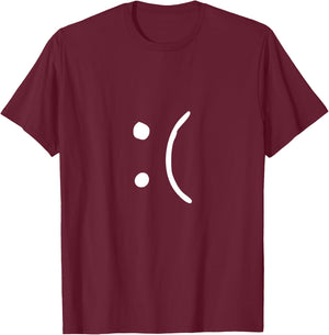 Sideways Sad Face T-Shirt - T-Shirt | Maroon