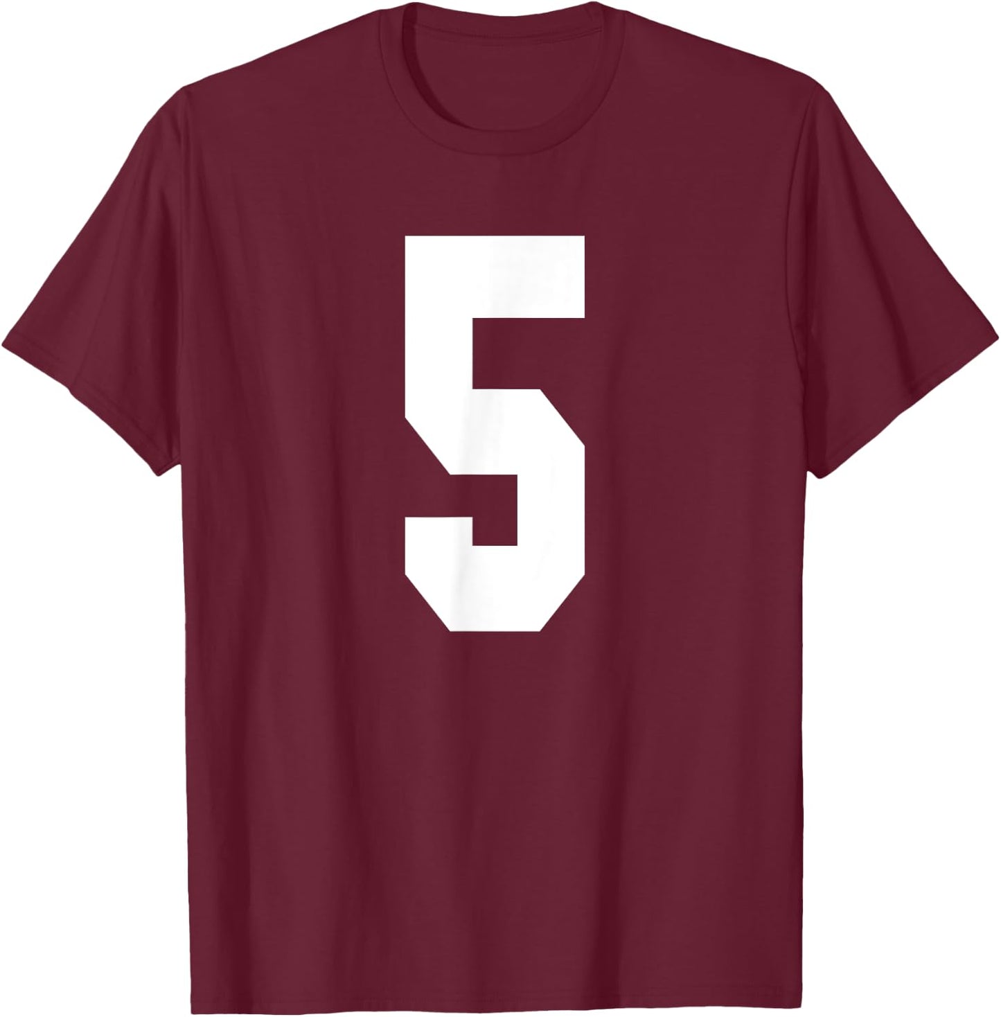 # 5 Team Sports Jersey Front & Back Number Player Fan T-Shirt - T-Shirt | Maroon