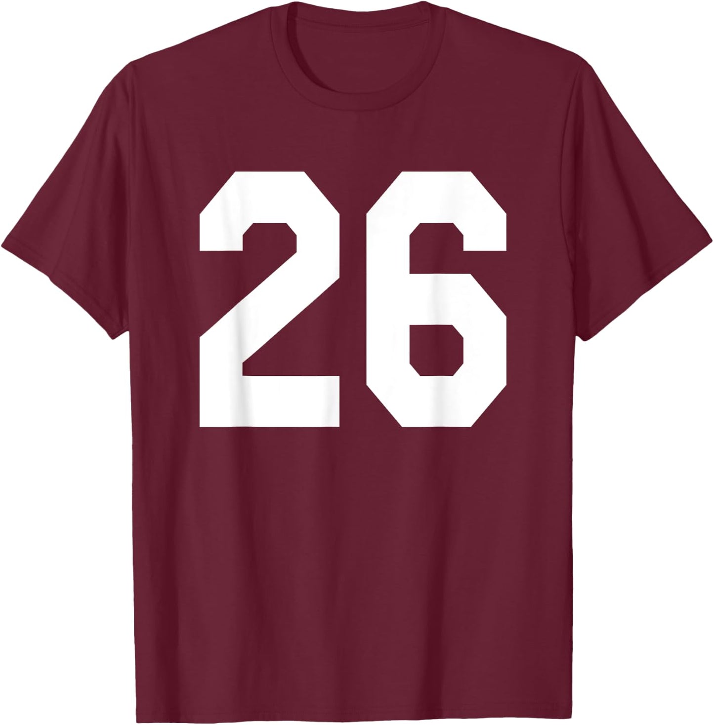 Number 26 Sports Jersey Front and Back Team Player T-Shirt - T-Shirt | Maroon