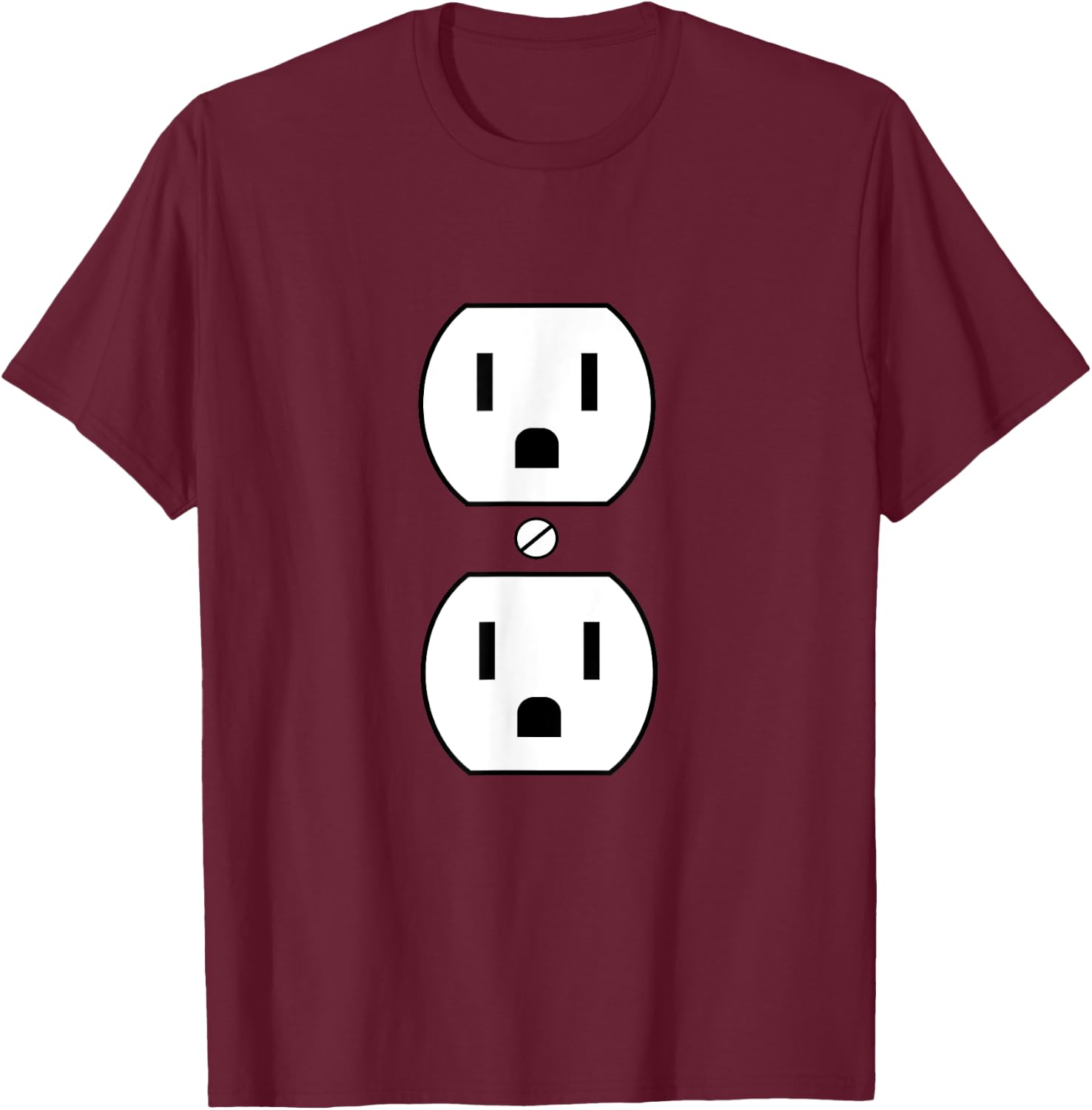 Electrical Plug Costume Funny Wall Socket Costume T-Shirt - T-Shirt | Maroon