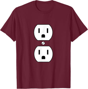 Electrical Plug Costume Funny Wall Socket Costume T-Shirt - T-Shirt | Maroon