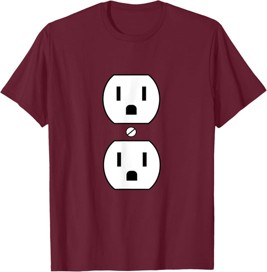 Electrical Plug Costume Funny Wall Socket Costume T-Shirt - T-Shirt | Maroon