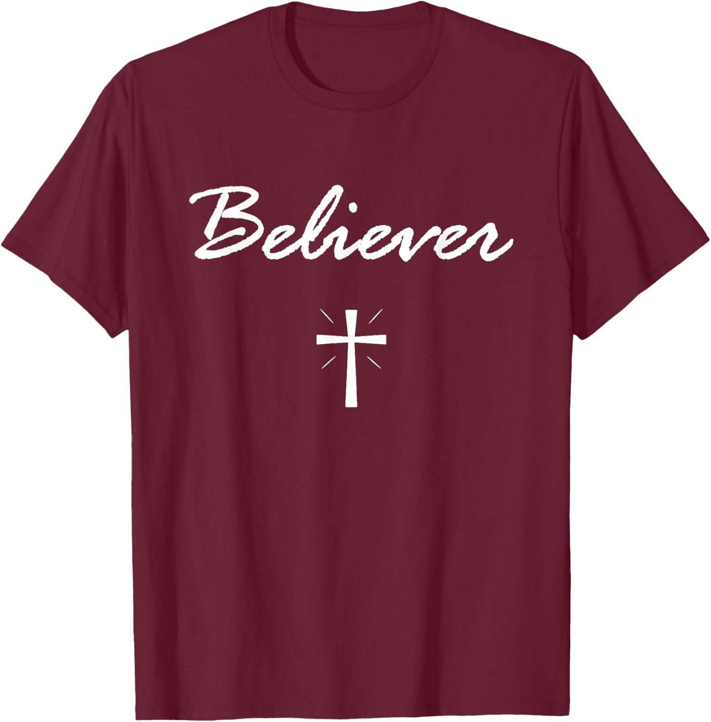 Believer Cross Bible Verse Christian Christ Lover Gift T-Shirt - T-Shirt | Maroon