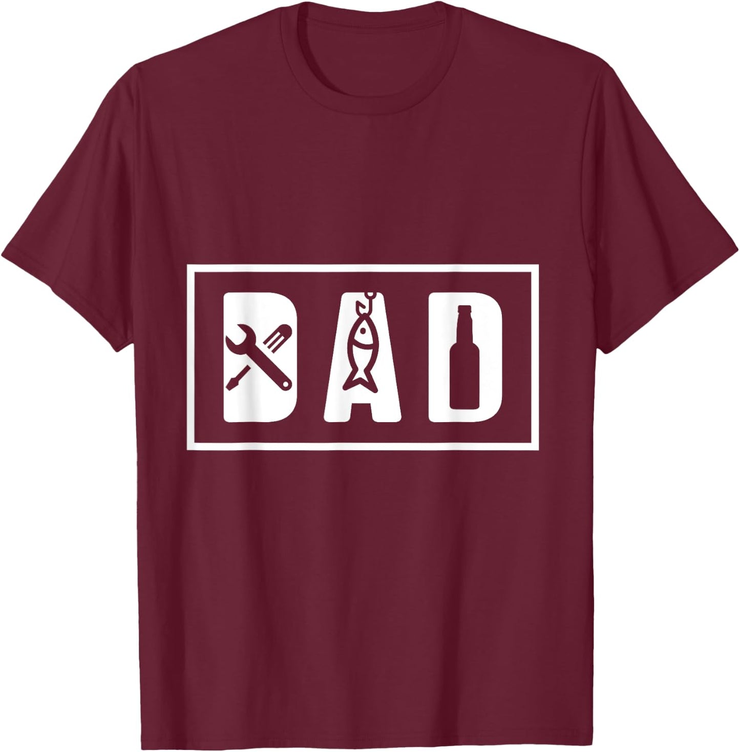 Dad Mechanic Fisher Fishing Beer Daddy Husband Father´s Day T-Shirt - T-Shirt | Maroon
