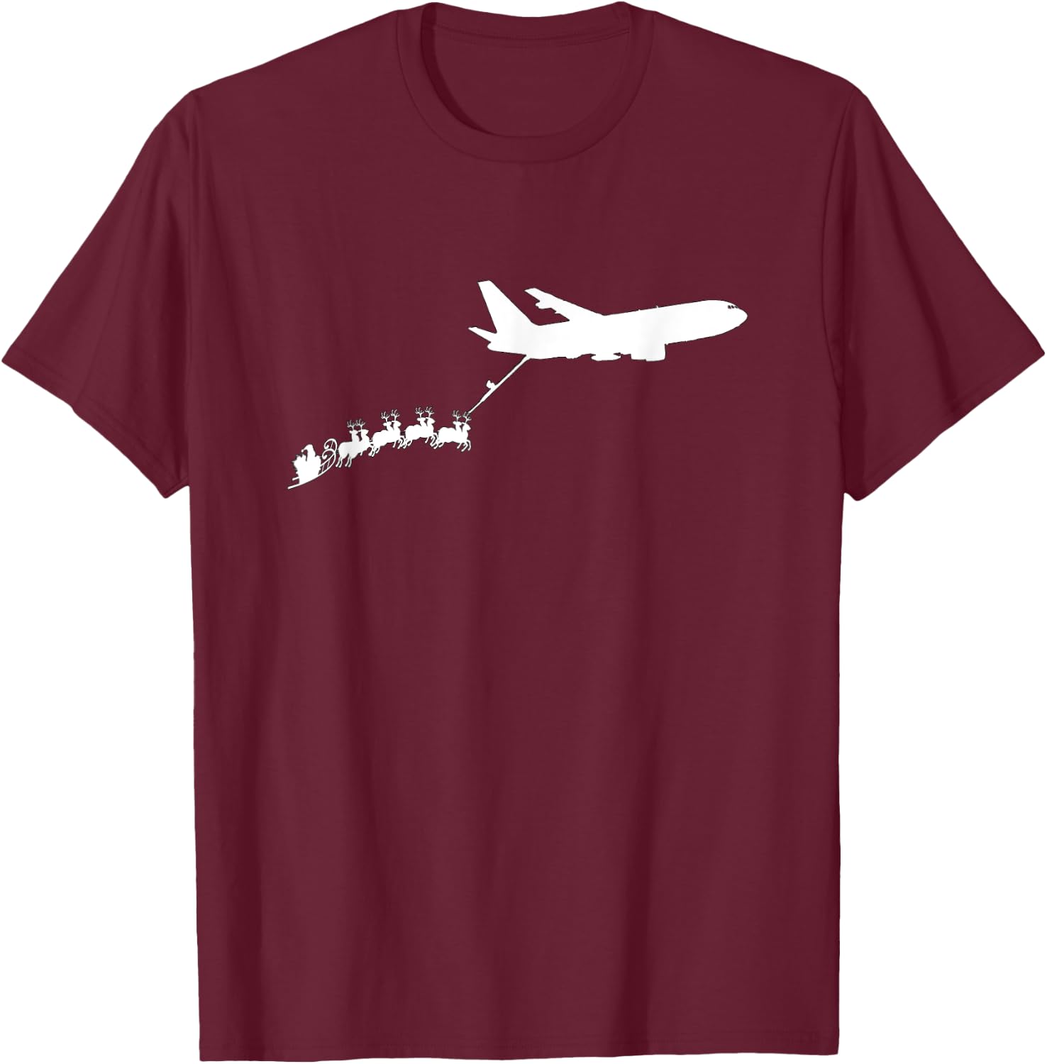 KC46 Pegasus Santa's Sleigh Funny Christmas Aviation AvGeek T-Shirt - T-Shirt | Maroon