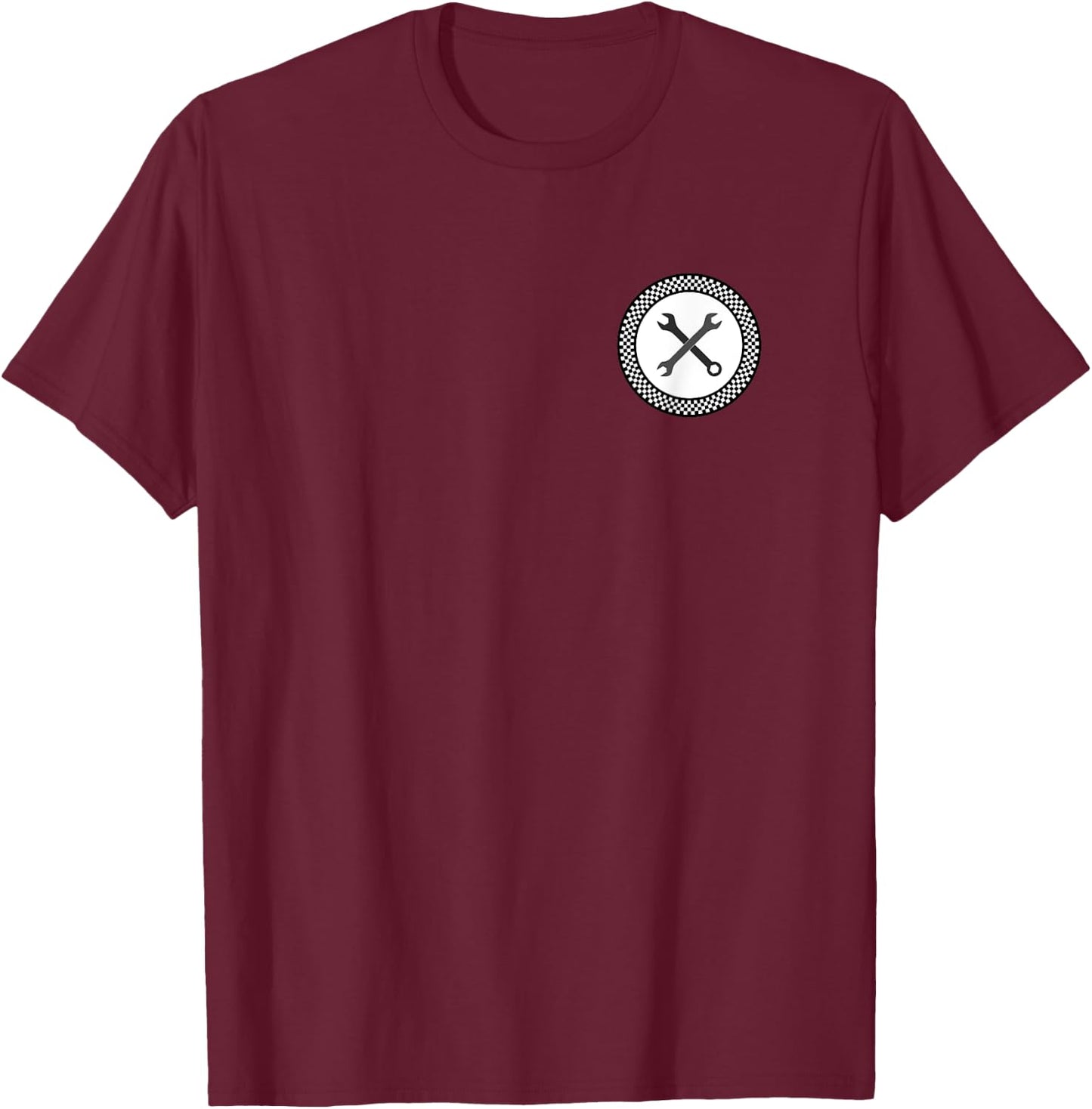 Rockabilly Retro Vintage Checkerboard Pattern Wrenches Gift T-Shirt - T-Shirt | Maroon