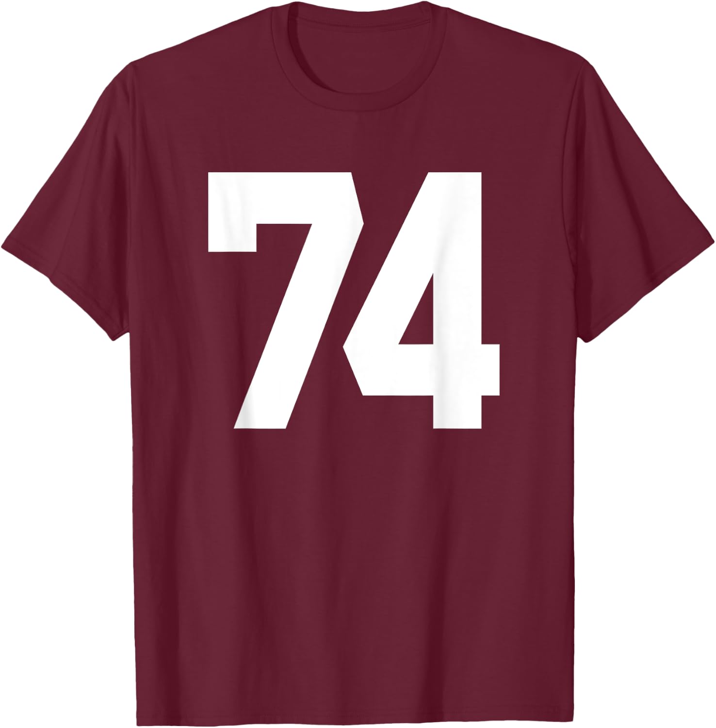 Number 74 Sports Jersey Front and Back Team Player T-Shirt - T-Shirt | Maroon