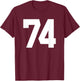 Number 74 Sports Jersey Front and Back Team Player T-Shirt - T-Shirt | Maroon