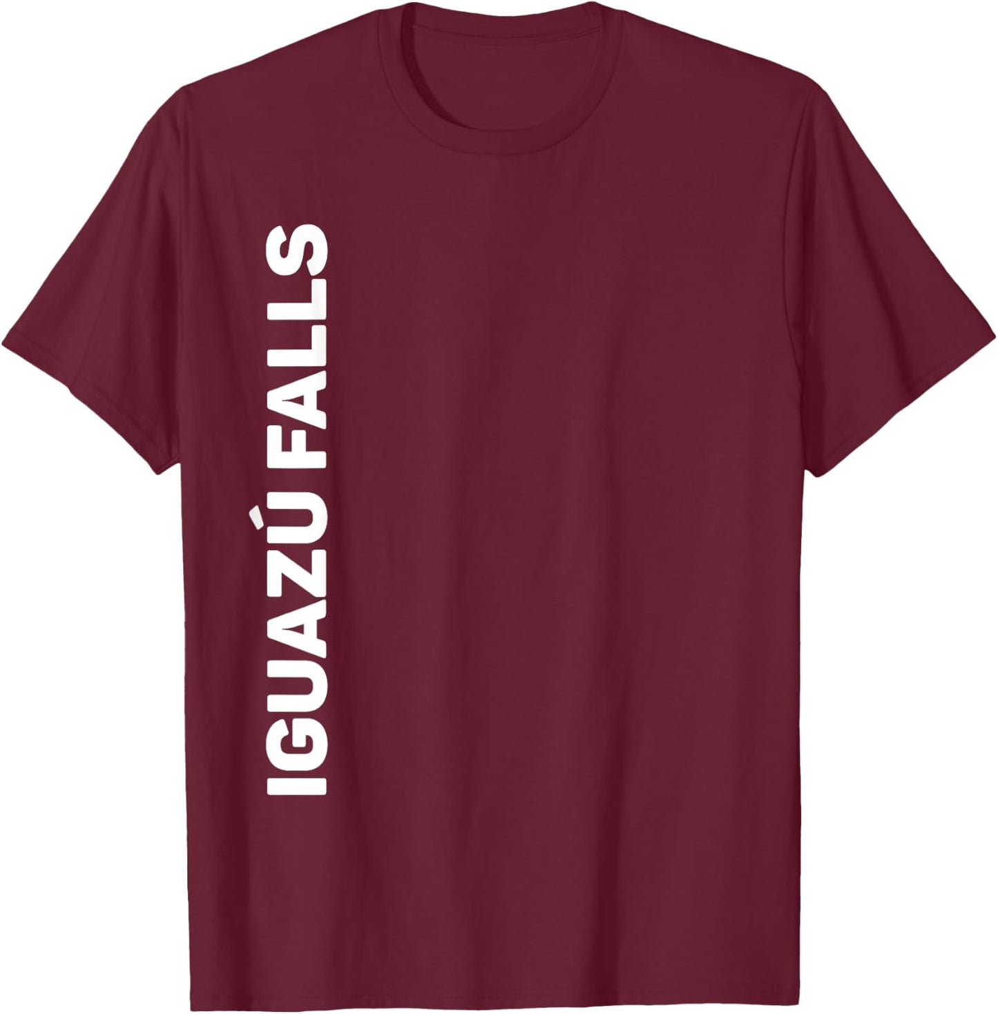 Iguazu Falls Vertical Text T-Shirt - T-Shirt | Maroon