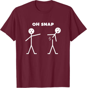 Oh Snap Funny Stick Figure Fun Sarcastic Design T-Shirt - T-Shirt | Maroon