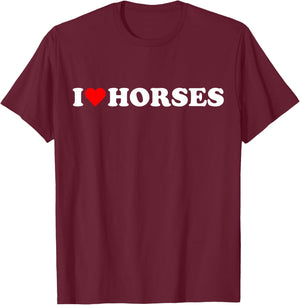 I heart Horses I love Horses cute red heart Horse lover cute T-Shirt - T-Shirt | Maroon