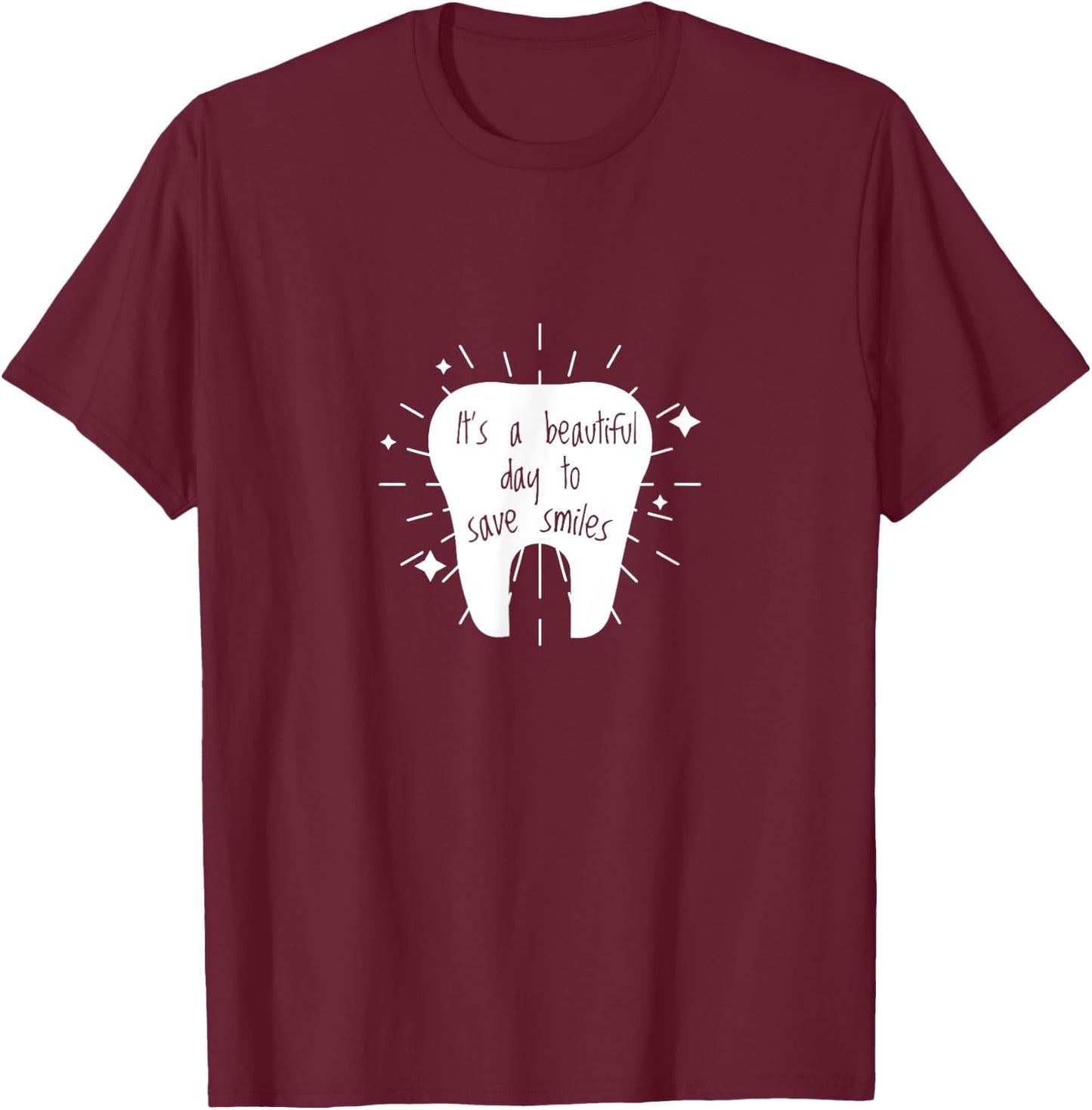 Cute Dental Hygienist Teeth Novelty T-Shirt - T-Shirt | Maroon
