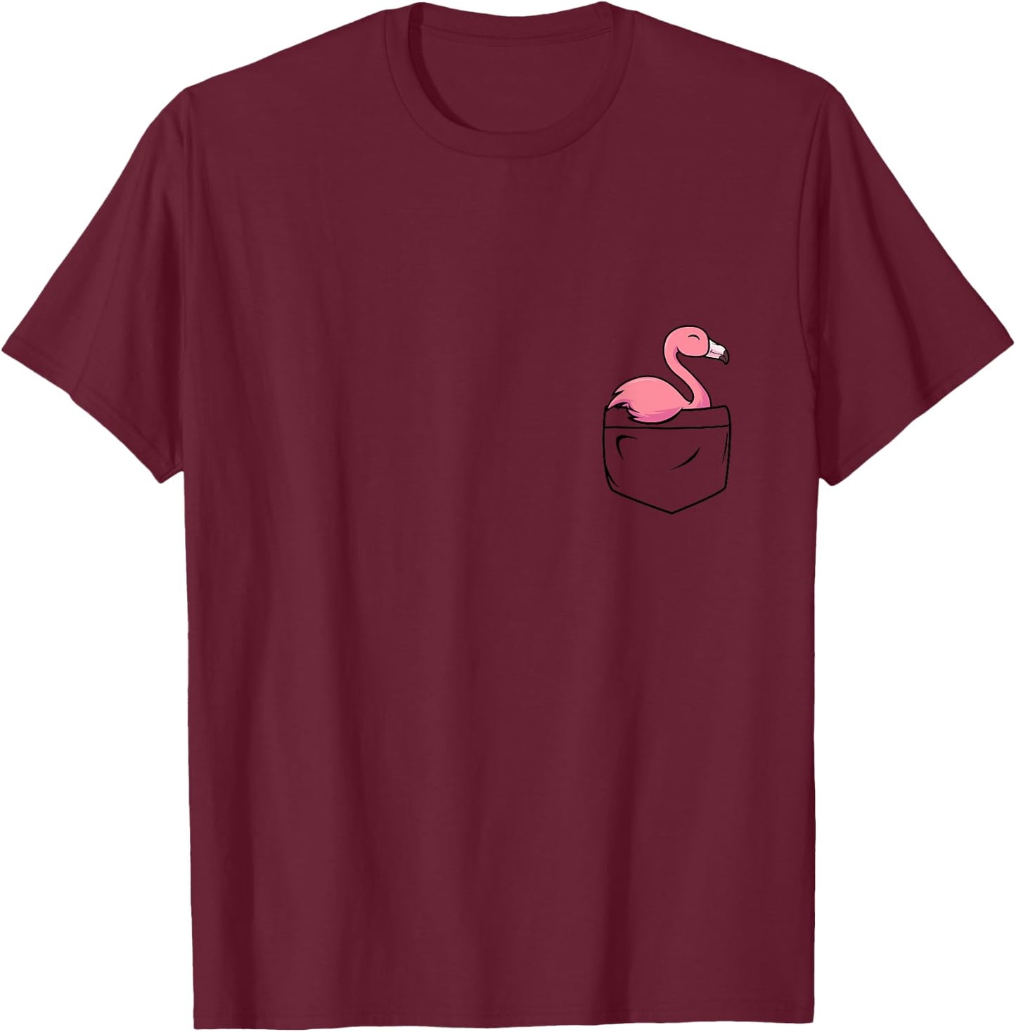 Pocket Flamingo Funny Cute Bird in your Pocket T-Shirt - T-Shirt | Maroon