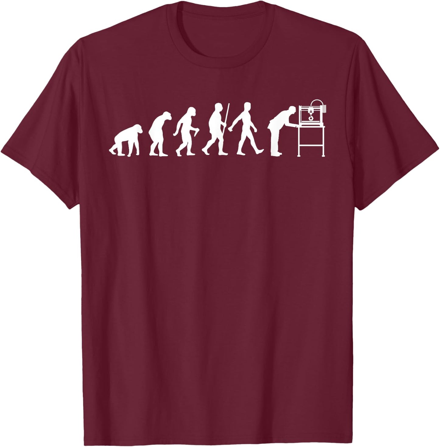 Funny 3D Printer Designs Men Women 3D Printing Evolution T-Shirt - T-Shirt | Maroon