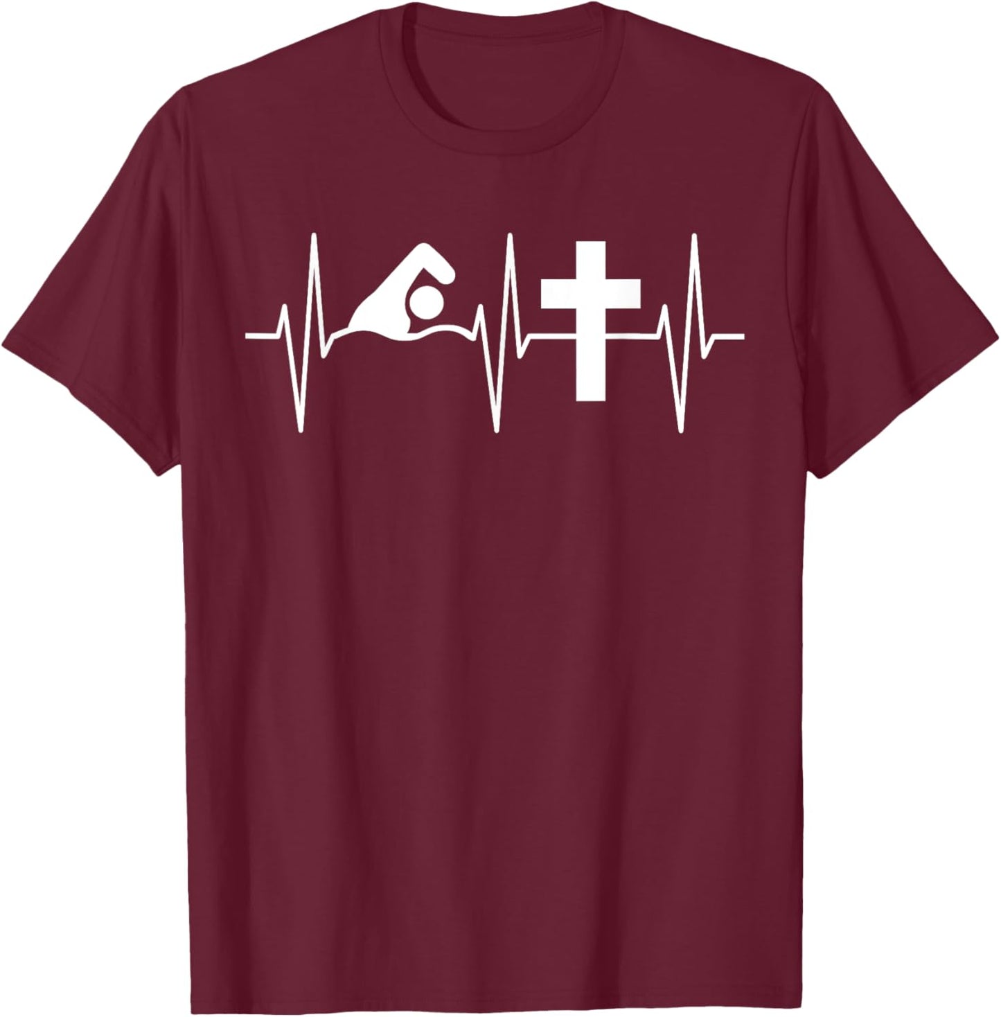 Christian Swimmer Shirt Religious Jesus Sport Swimming T-Shirt - T-Shirt | Maroon