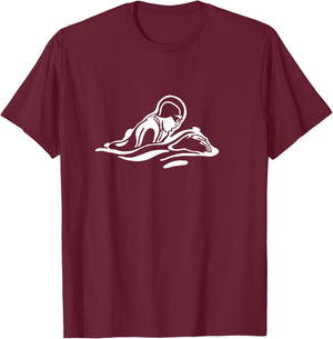 Breaststroke swimming. Stylized design for swimmers T-Shirt - T-Shirt | Maroon