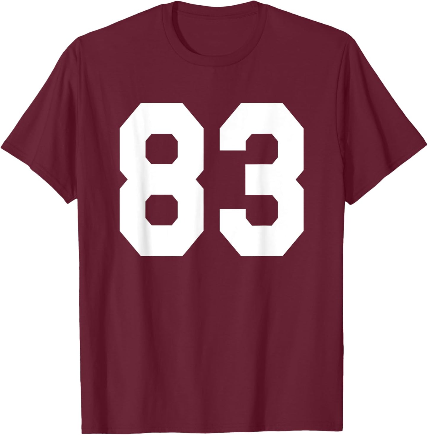 Number 83 Sports Jersey Front and Back Team Player T-Shirt - T-Shirt | Maroon