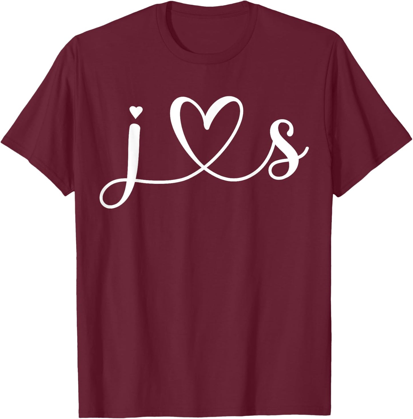 J Love S Bride Boyfriend & Girlfriend J Letter and S Letter T-Shirt - T-Shirt | Maroon