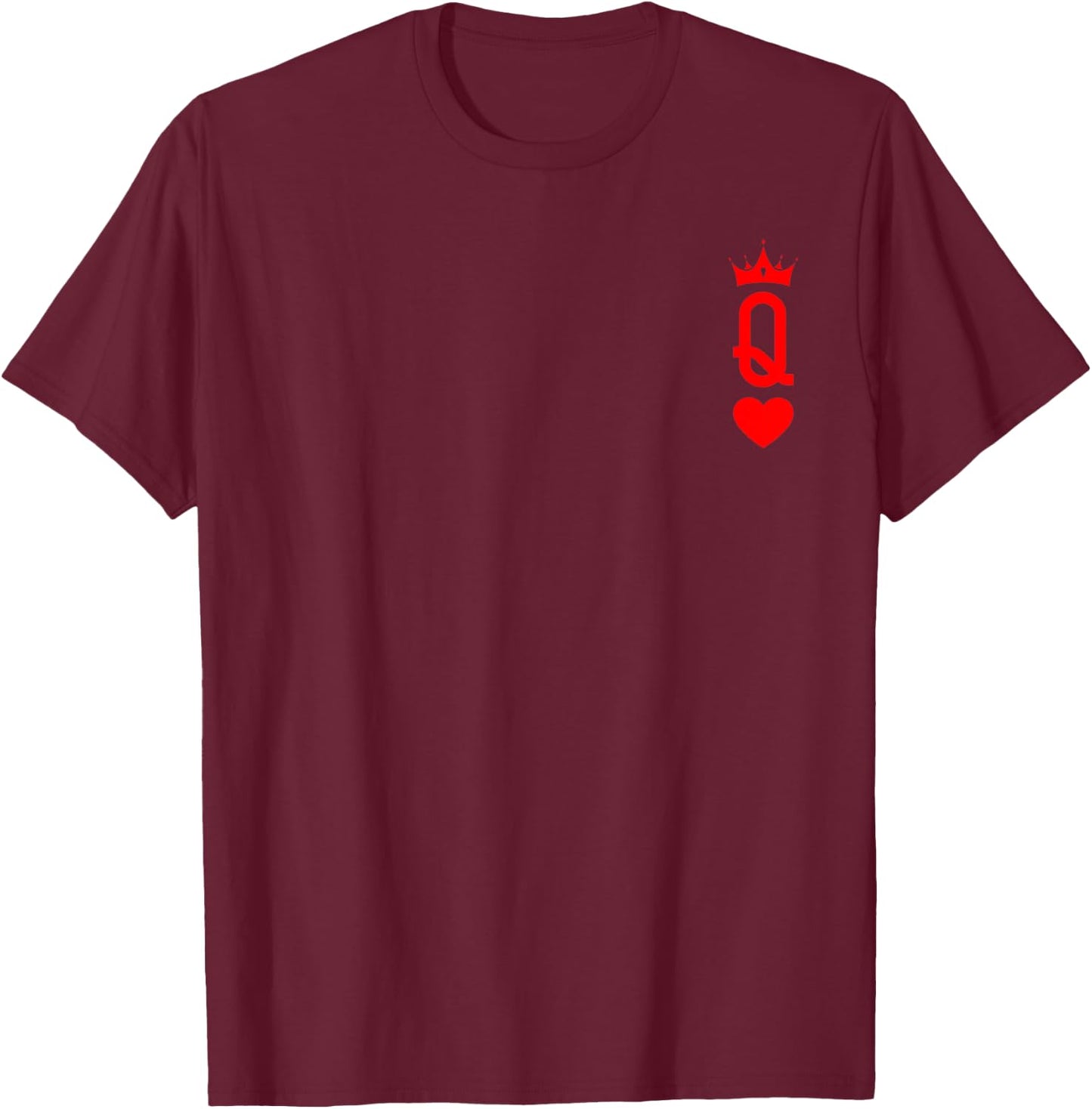 Queen of Heart King And Queen Easy Couple Halloween Costume T-Shirt - T-Shirt | Maroon