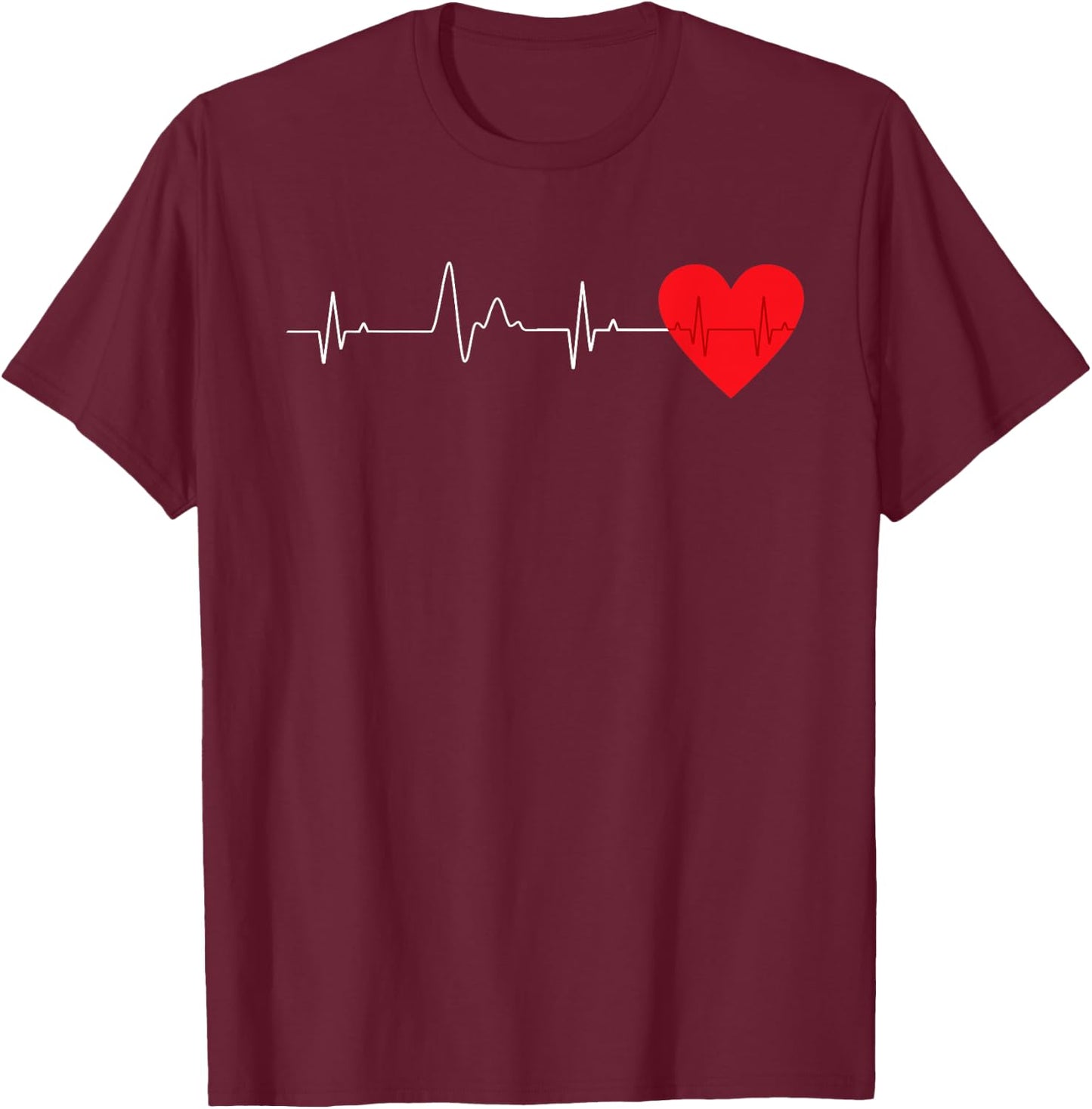Heart EKG Heartbeat Pulseline Cardiologist Surgeon Survivor T-Shirt - T-Shirt | Maroon