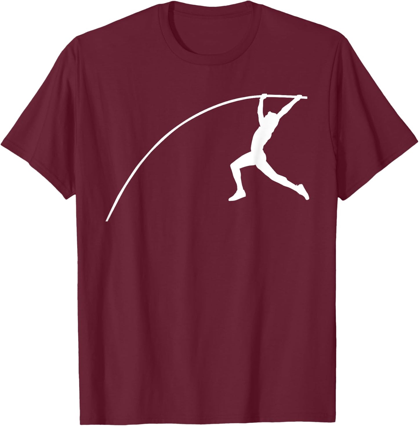Silhouette Pole Vault Jumping Running Vaulter High Jumper T-Shirt - T-Shirt | Maroon