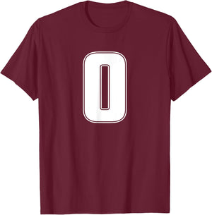 Number 0 Zero Sports Athletic Team Jersey Varsity Uniform T-Shirt - T-Shirt | Maroon