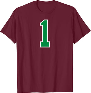 1 Sport Green Varsity Number T-Shirt - T-Shirt | Maroon