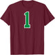 1 Sport Green Varsity Number T-Shirt - T-Shirt | Maroon