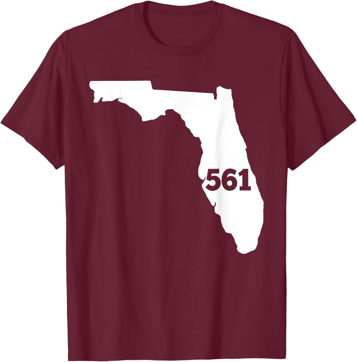 Florida 561 Area Code T-Shirt - T-Shirt | Maroon