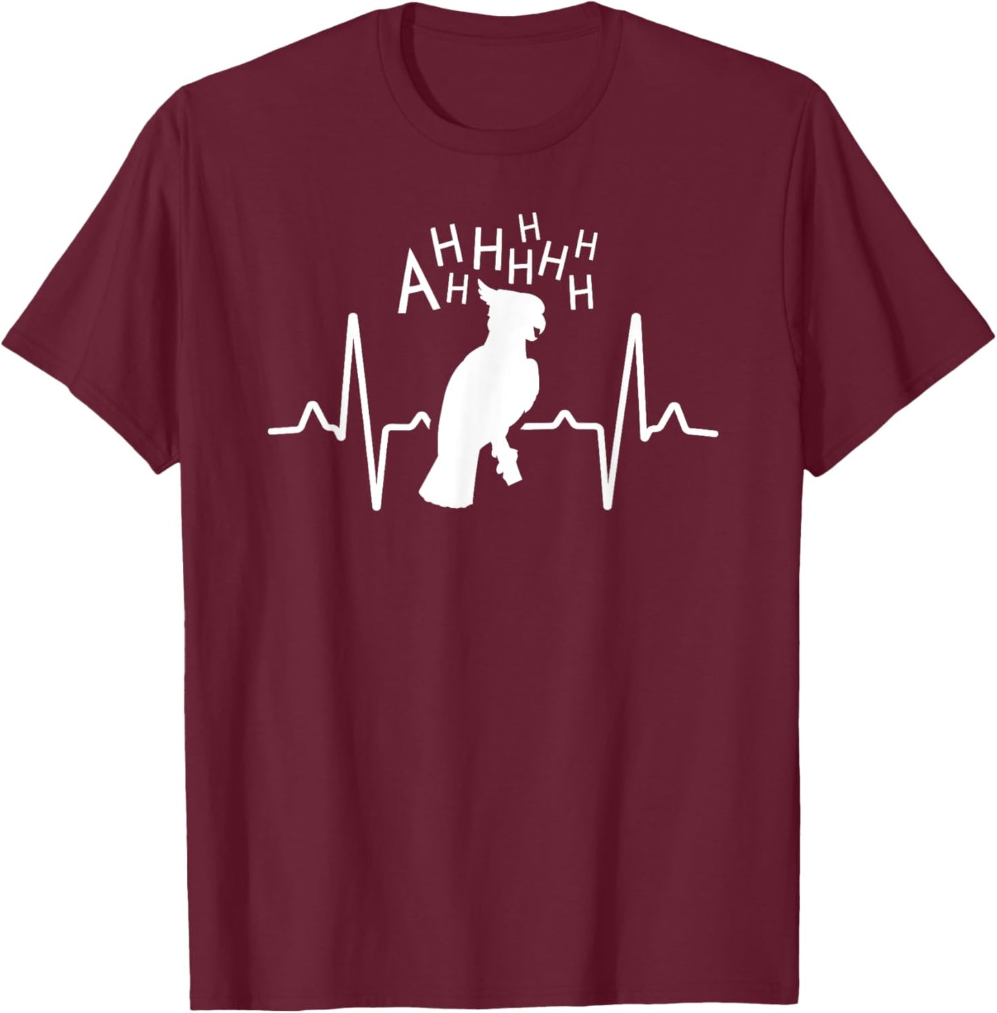 Parrot Shirt Screaming Cockatoo Gifts Heartbeat T-Shirt - T-Shirt | Maroon