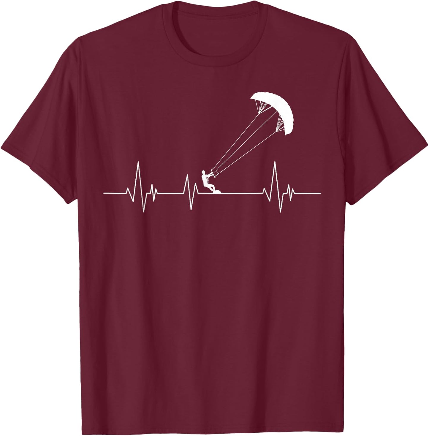 Kitesurfing Heartbeat Kiteboarding Surfboard T-Shirt - T-Shirt | Maroon