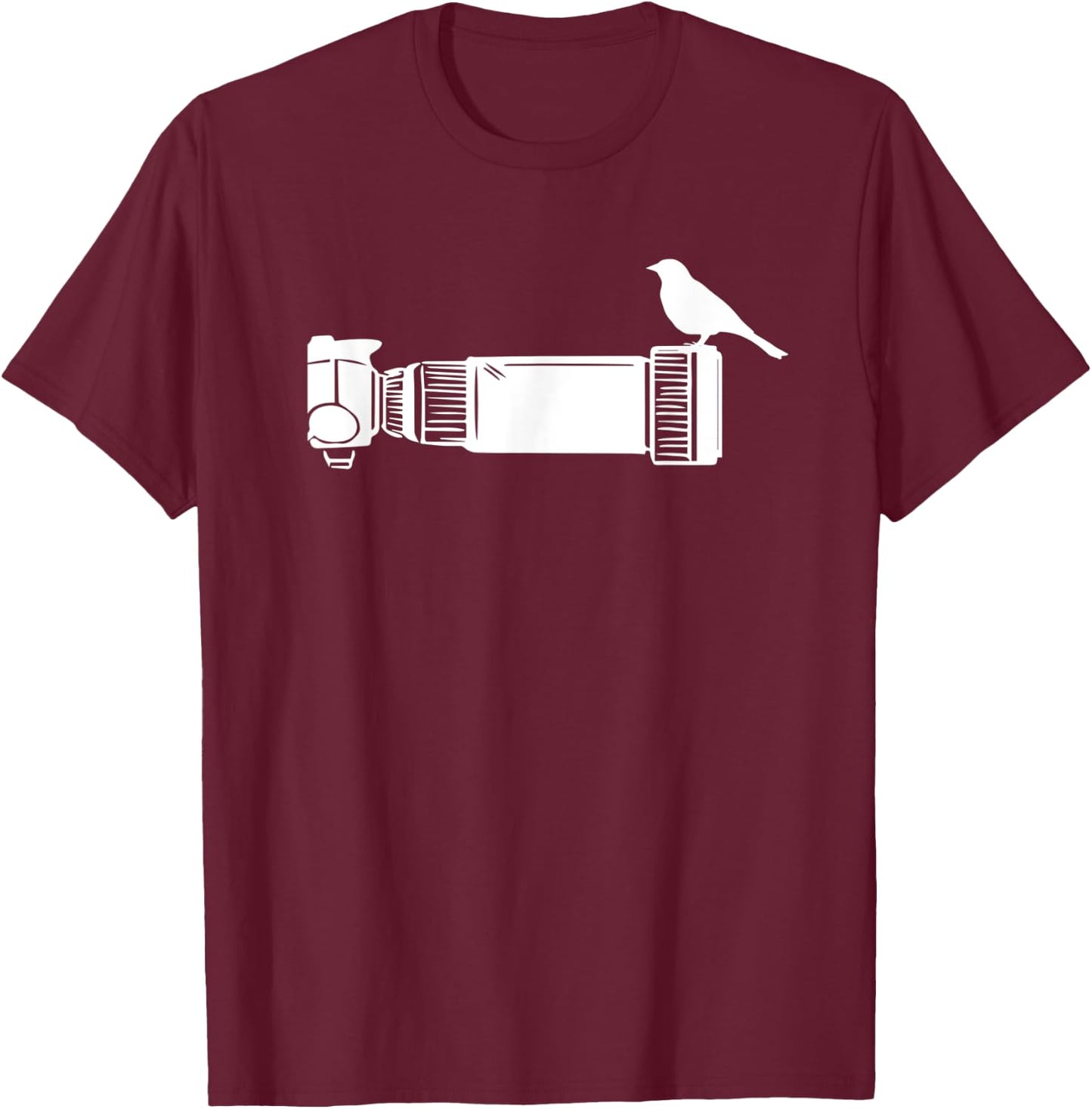 Bird On Camera Photographer Funny Photography T-Shirt - T-Shirt | Maroon
