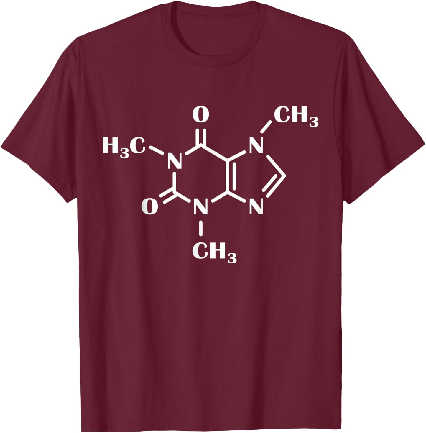 Caffeine Molecule | Coffee Shop Barista | Organic Chemistry T-Shirt - T-Shirt | Maroon