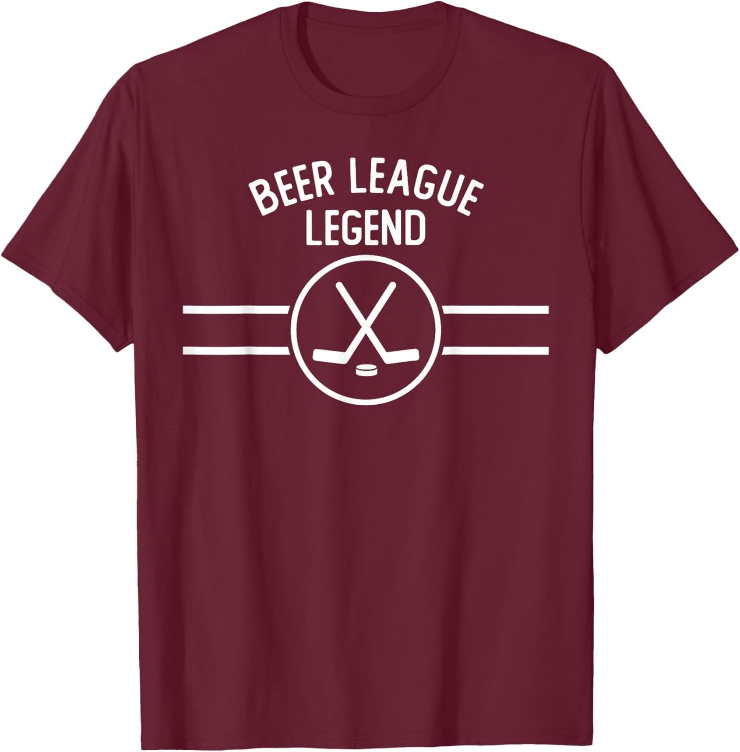 Beer League Legend Hockey Ice Inline Funny Sports Gift T-Shirt - T-Shirt | Maroon