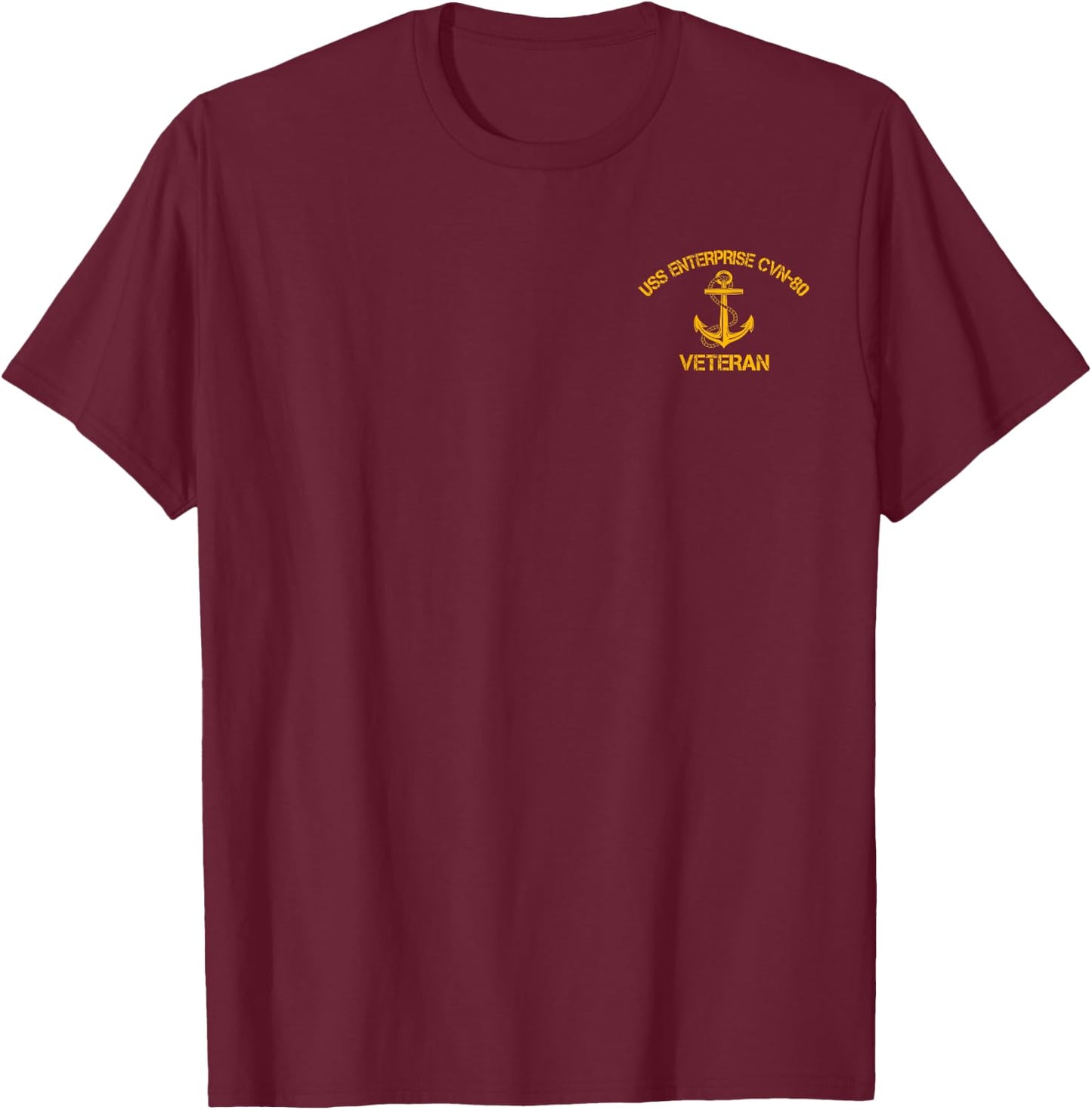 USS Enterprise CVN-80 Aircraft Carrier Veteran Flag T-Shirt - T-Shirt | Maroon