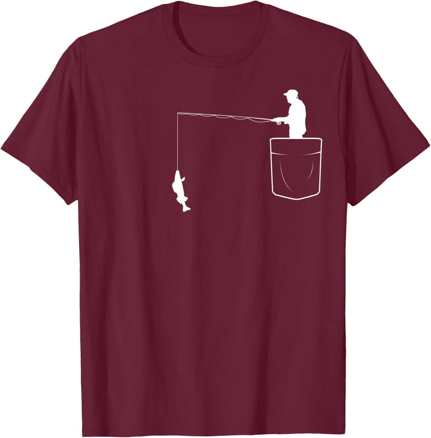 Walleye Fishing in pocket vintage art - Funny Fisherman T-Shirt - T-Shirt | Maroon