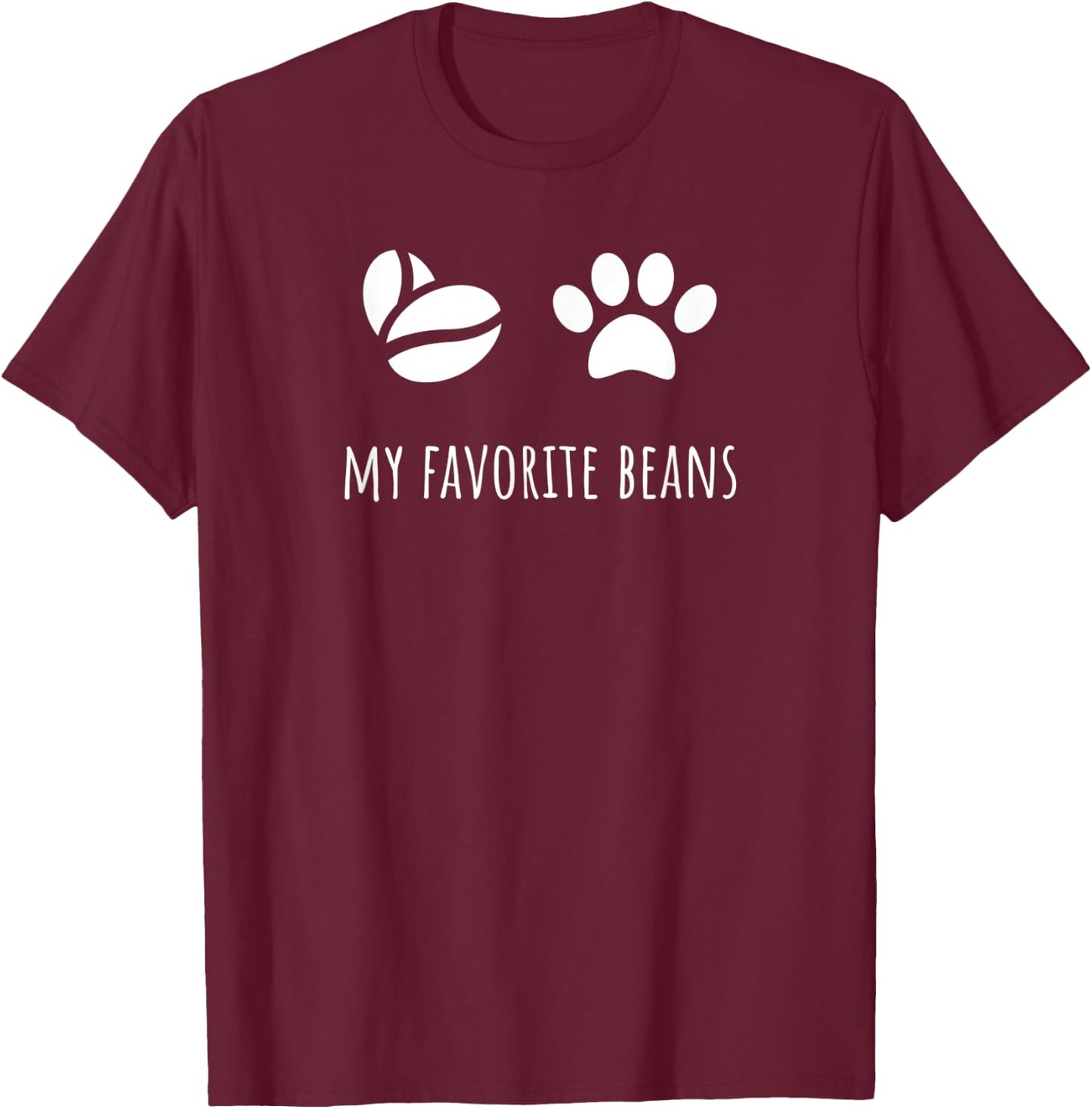 Toe Beans and Coffee Beans, Dog Coffee and Cat Coffee T-Shirt - T-Shirt | Maroon