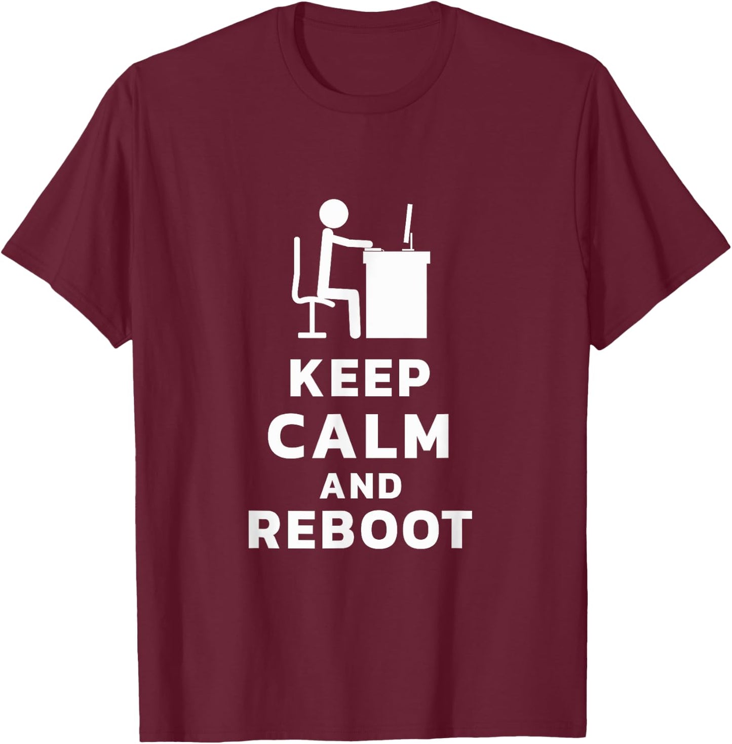 Software Developer Keep Calm Reboot Administrator T-Shirt - T-Shirt | Maroon