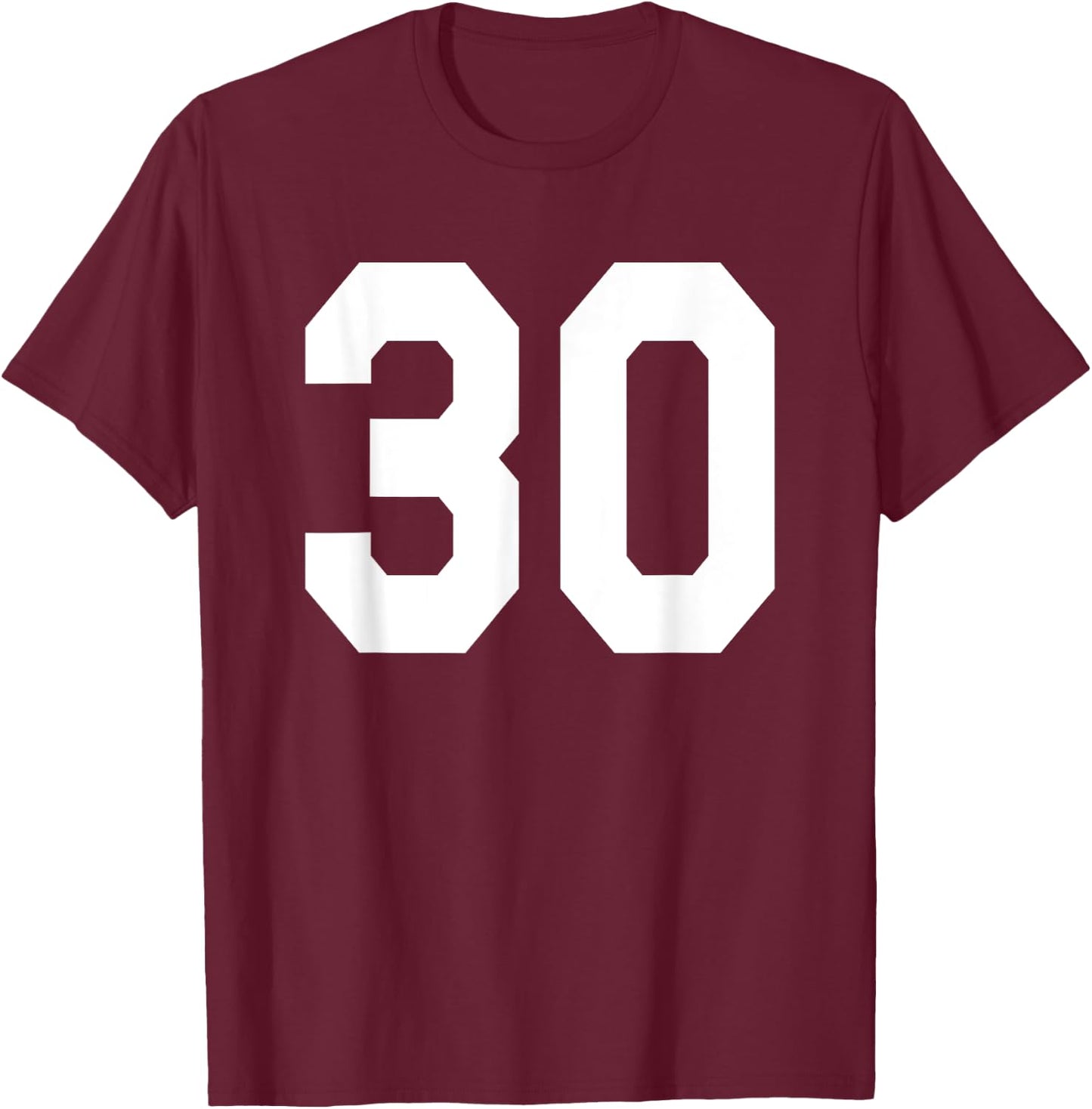 Number 30 Sports Jersey Front and Back Team Player T-Shirt - T-Shirt | Maroon